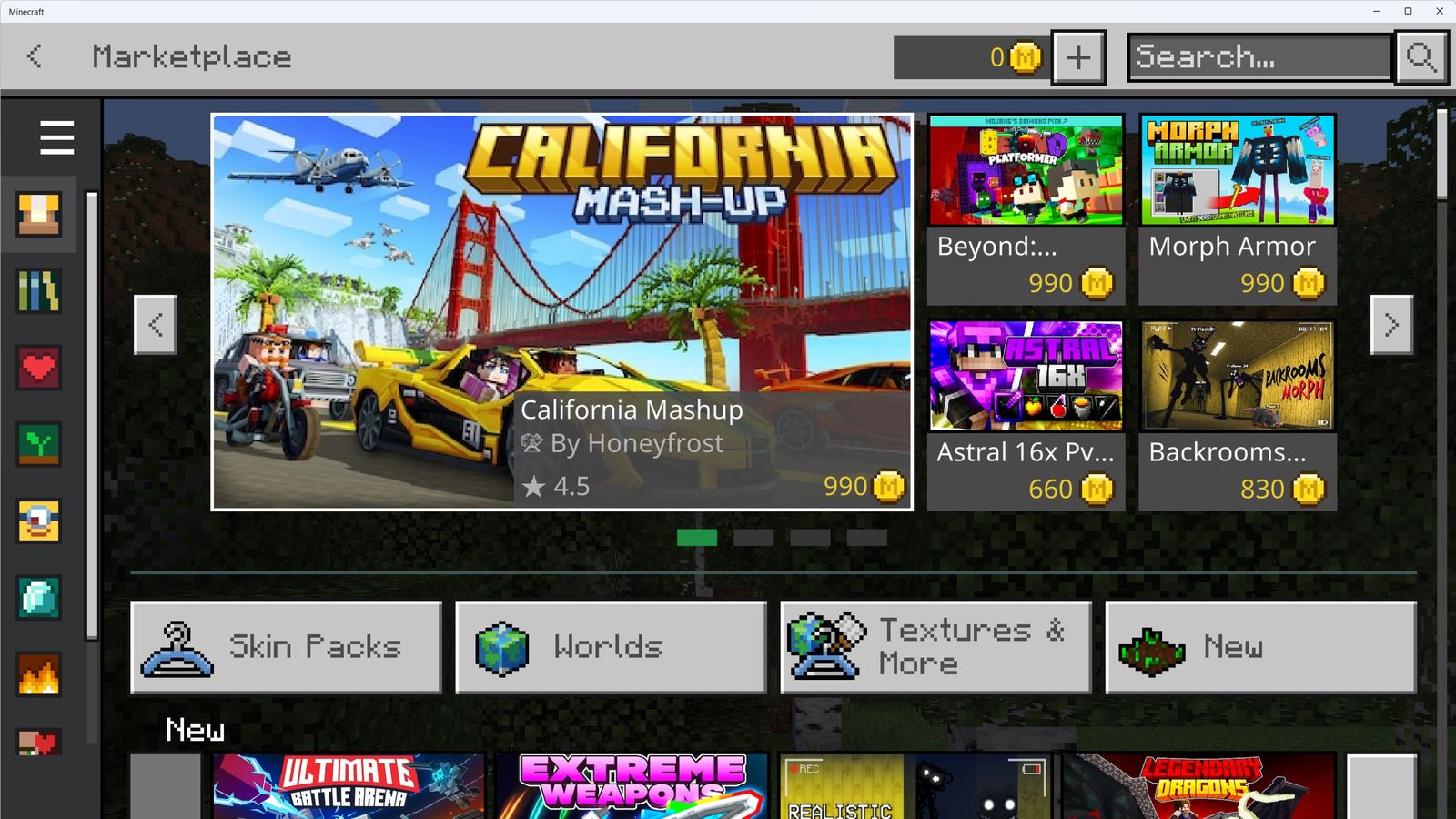 Minecraft Bedrock Marketplace screen